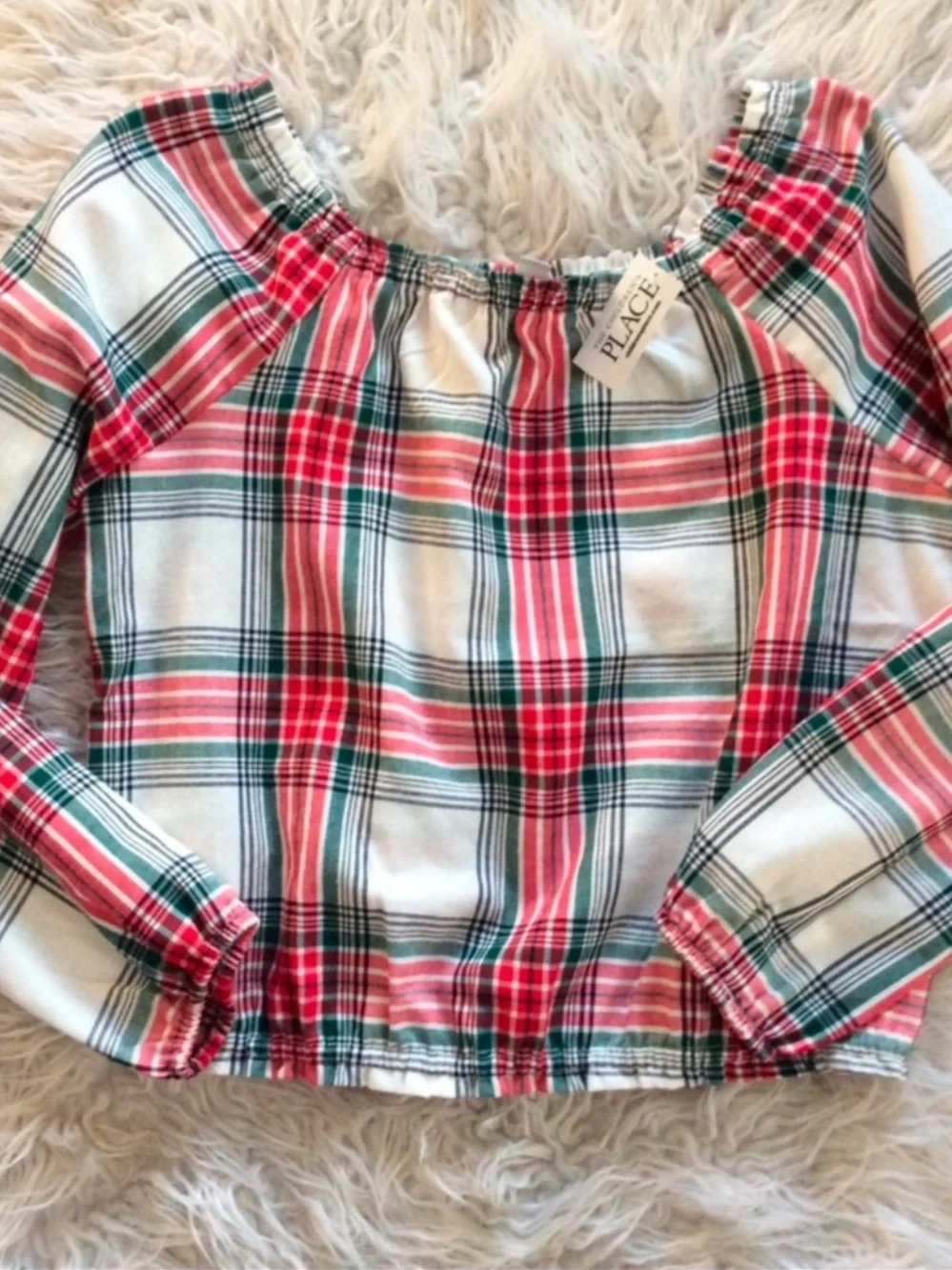 NWT The Children's Place Plaid Smocked Top
